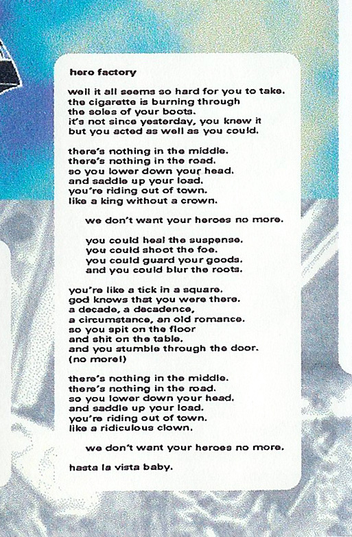 T-ACHE God on the LaddT-ACHE God on the Ladder - Retrospective 91 - 97, Album Cover, excerpt, no more heroes, lyrics print